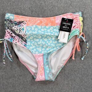 SALT+COVE Patchwork High Waisted Bikini Bottom Junior's Size X-Small Ruched Side
